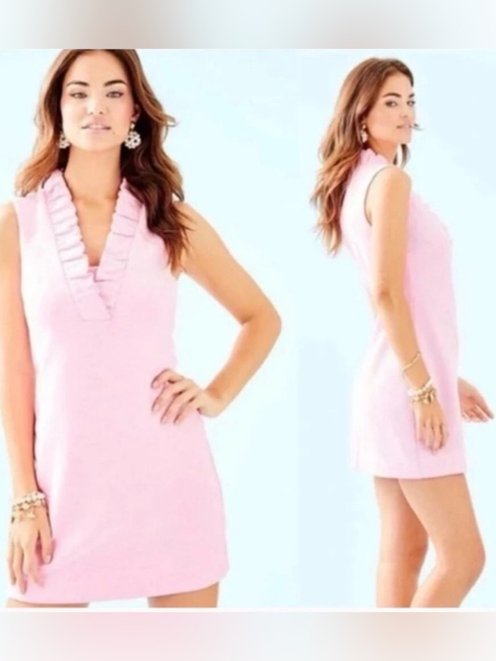 Lilly Pulitzer Pink Ruffle V-Neck Sleeveless Mini Dress